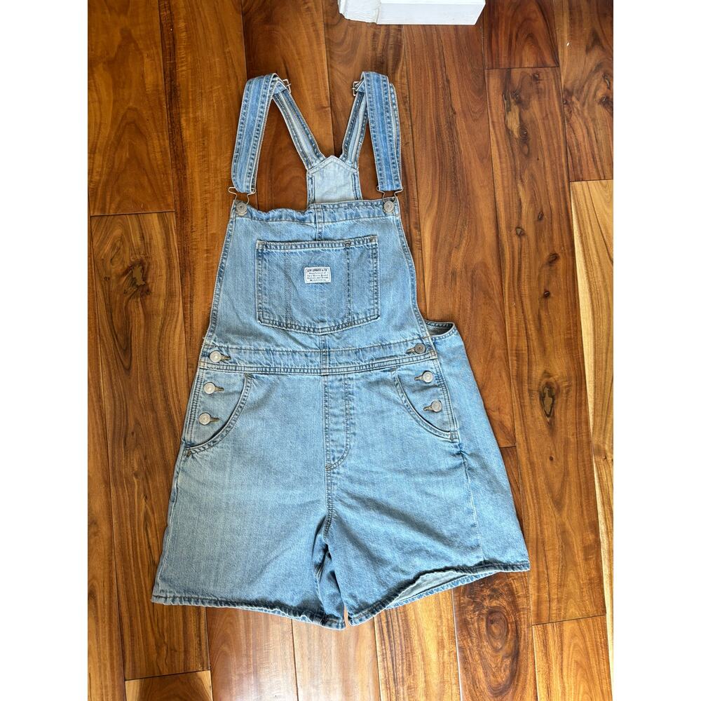 Levi's Vintage Shortalls Small Light Wash Convertible Denim Overalls Shorts